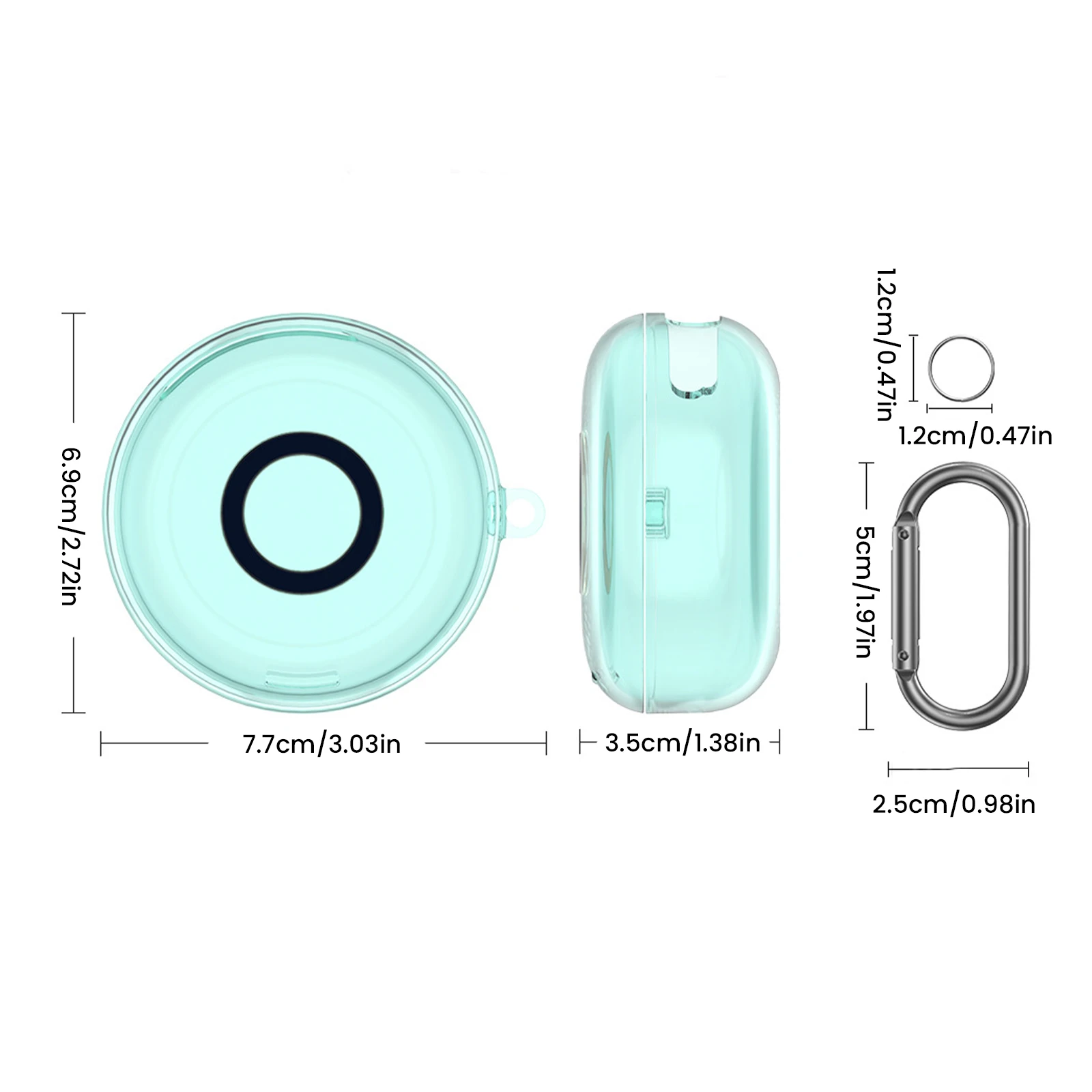TPU Protective Cover with Carabiner Scratch Resistant Cover Headphone Cover Compatible for Anker for Soundcore Sleep A30 Earbuds - view 5