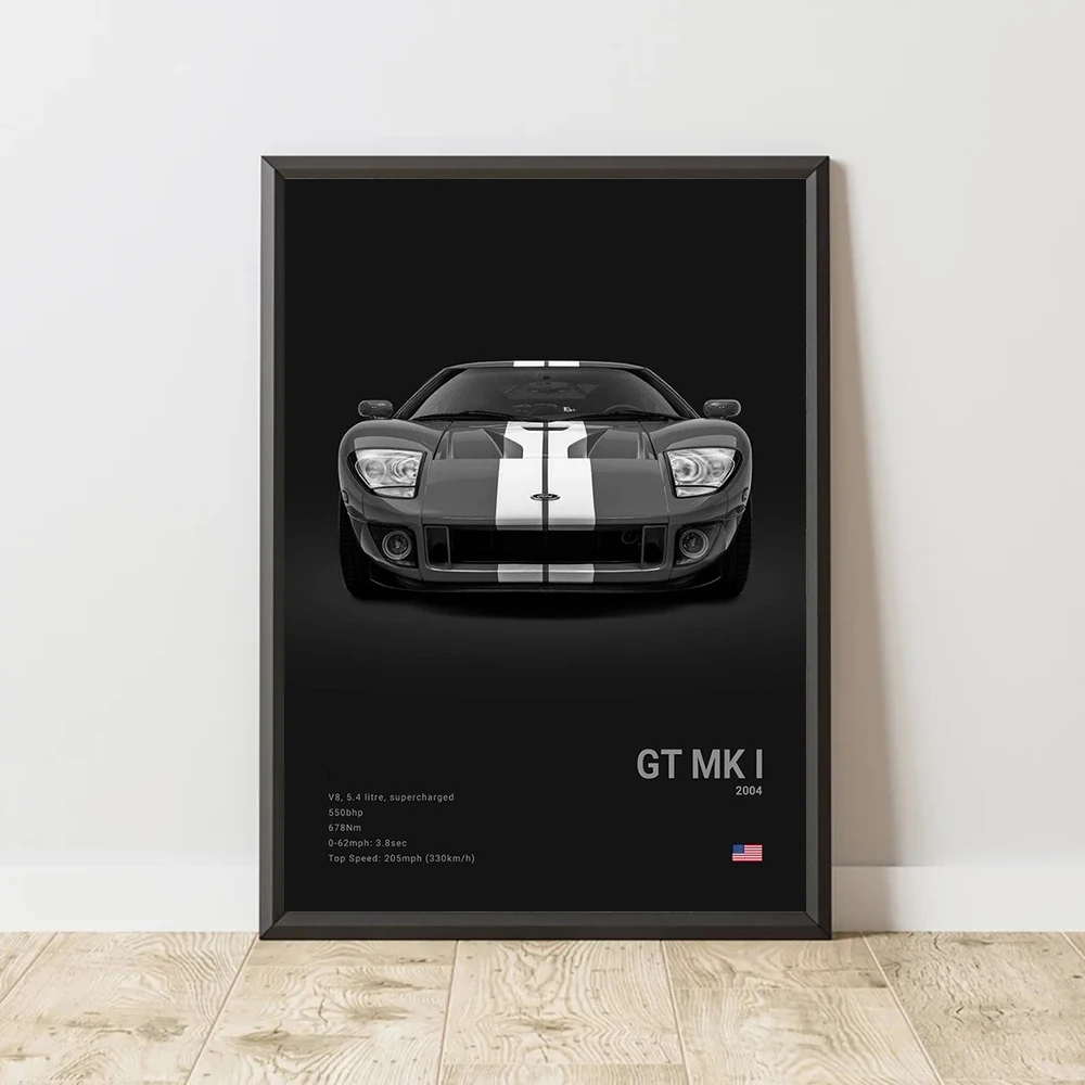 GT350 RAPTOR Canvas Wall Art Print Poster GT500 Sports Car Decoration Painting Modern Home Decoration Painting Car Lover Gift