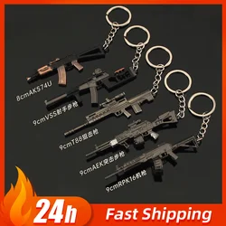 9cm Arena Breakout, Game Peripheral, Gun Model, Pendant Keychain for Men Boys, Mini Metal Key Ring, Collectible Accessories Toys