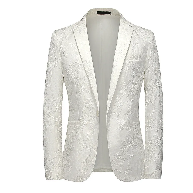 Chaqueta de traje ajustada informal para hombre, estampado dorado, talla europea, boda, 1076