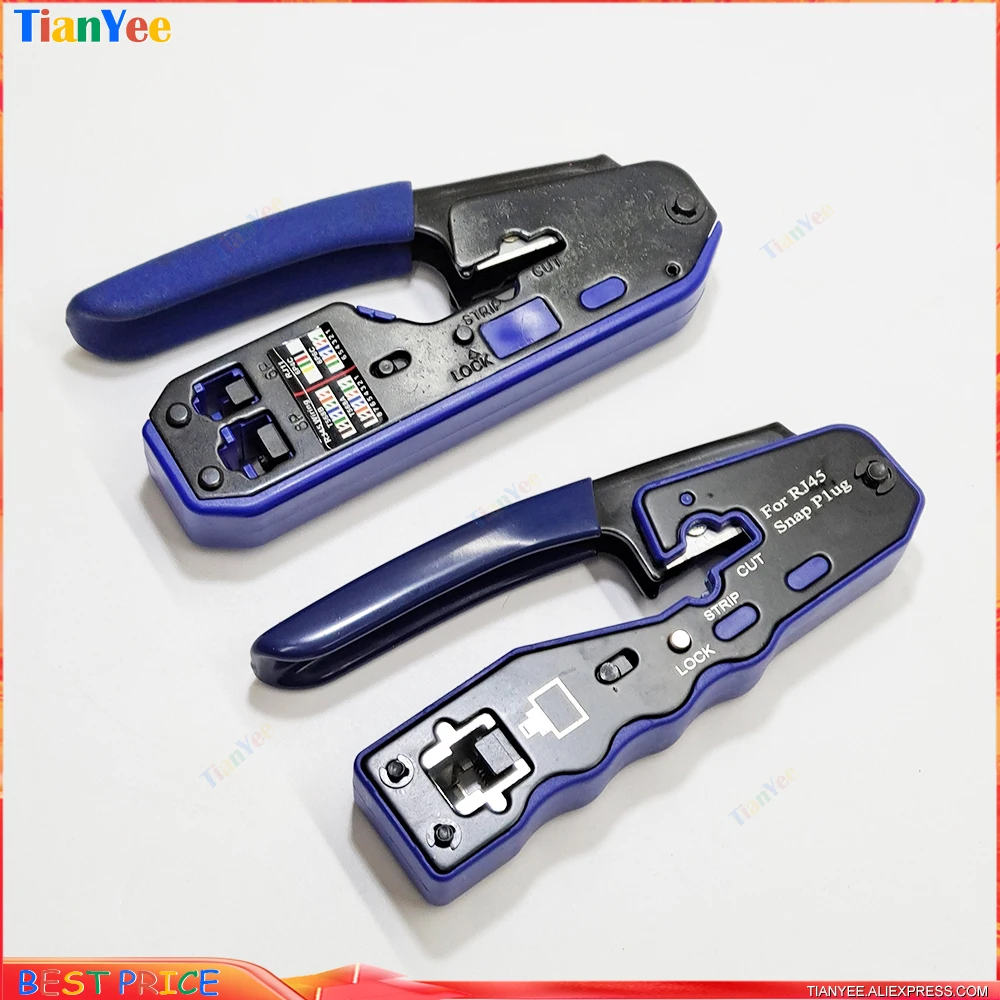 RJ45 EZ Pass Crimper Tool Hand Network ToolKit Crimping Tool of Cat6 Cat5 Cat5e Connector 8P 6P Lan Cable Wires Pliers Tool