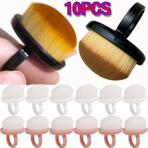 Imagen 2 del producto 10 Uds. Cepillo de limpieza de uñas en forma de anillo, cepillo para polvo, cepillo de plástico suave, accesorios de limpieza para manicura y pedicura, herramientas, cepillos para decoración de uñas