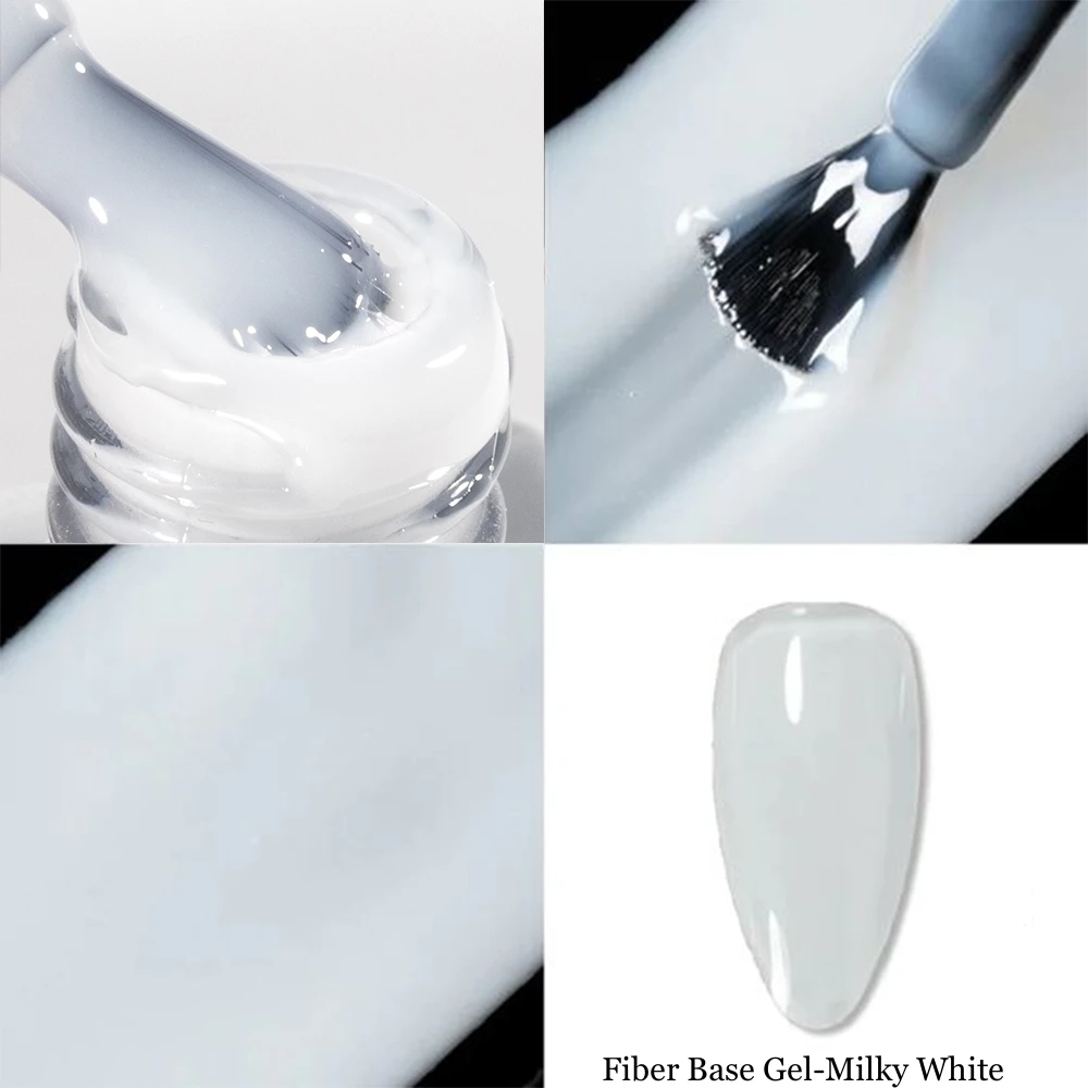 KODIES GEL Fiber Base Gel Polish Milky White Builder Nail Construction Gel for Extension Clear Semi Permanent UV/LED Nails Art