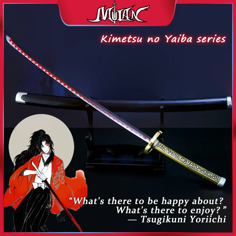 

10 дюймов Demon Salyer Tsugikuni Yoriichi Nichirin Blade Металлическая модель с ножнами Аниме Kimetsu No Yaiba Katana Стальные игрушки Подарок для мальчиков