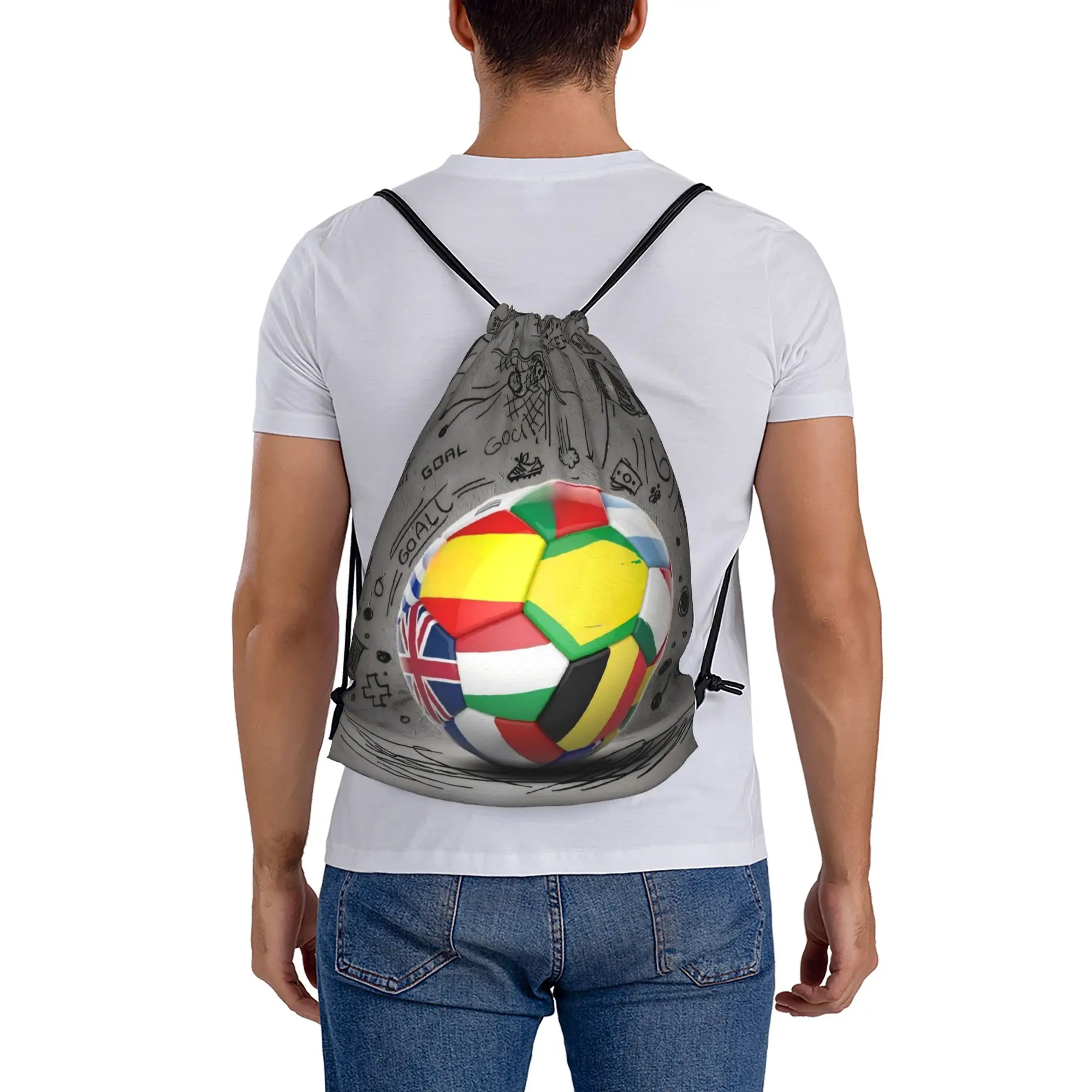 Soccer Football Fan Merch 7  Drawstring Bags Gym Unisex Storage Organize Bundle Pocket Rope Bag