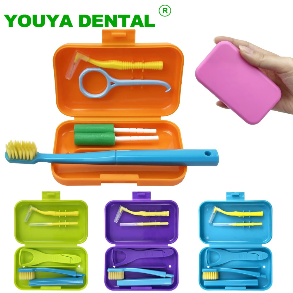 Orthodontic Care Kit With Folding Toothbrush Interdental Brush Aligner Chewies Invisible Aligner Remover Oral Hygiene Tools New