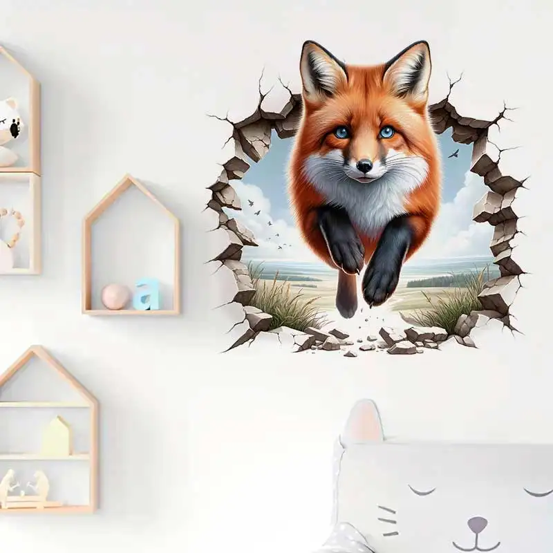 

Fox Forest Animal Art Wall Sticker Bathroom Toilet Decor Living Room Cabinet Refrigerator Home Decoration Decals Stickers M1482
