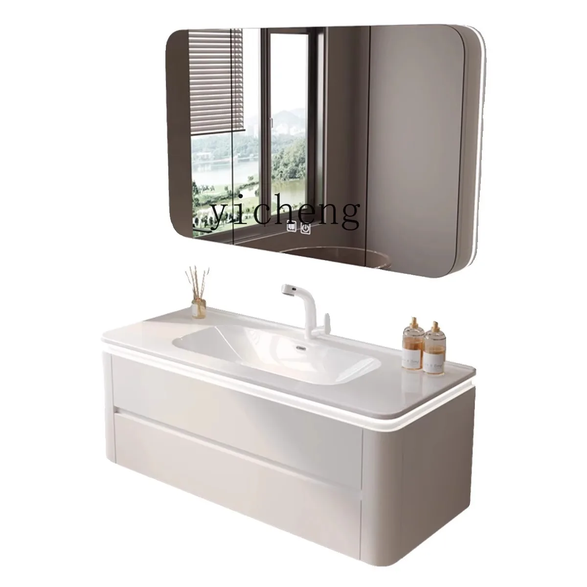 Zz bathroom cabinet ceramic integrated basin washbasin countertop toilet washbasin cabinet