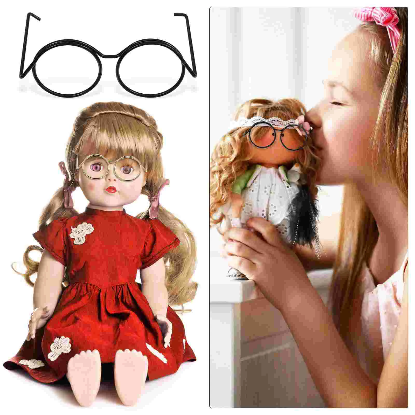 20 Pcs Universal Small Eyes Eyeglass Frames Dress Up Accessories Toy Mini Glasses For Dolls Eyeglasses Copper Wire