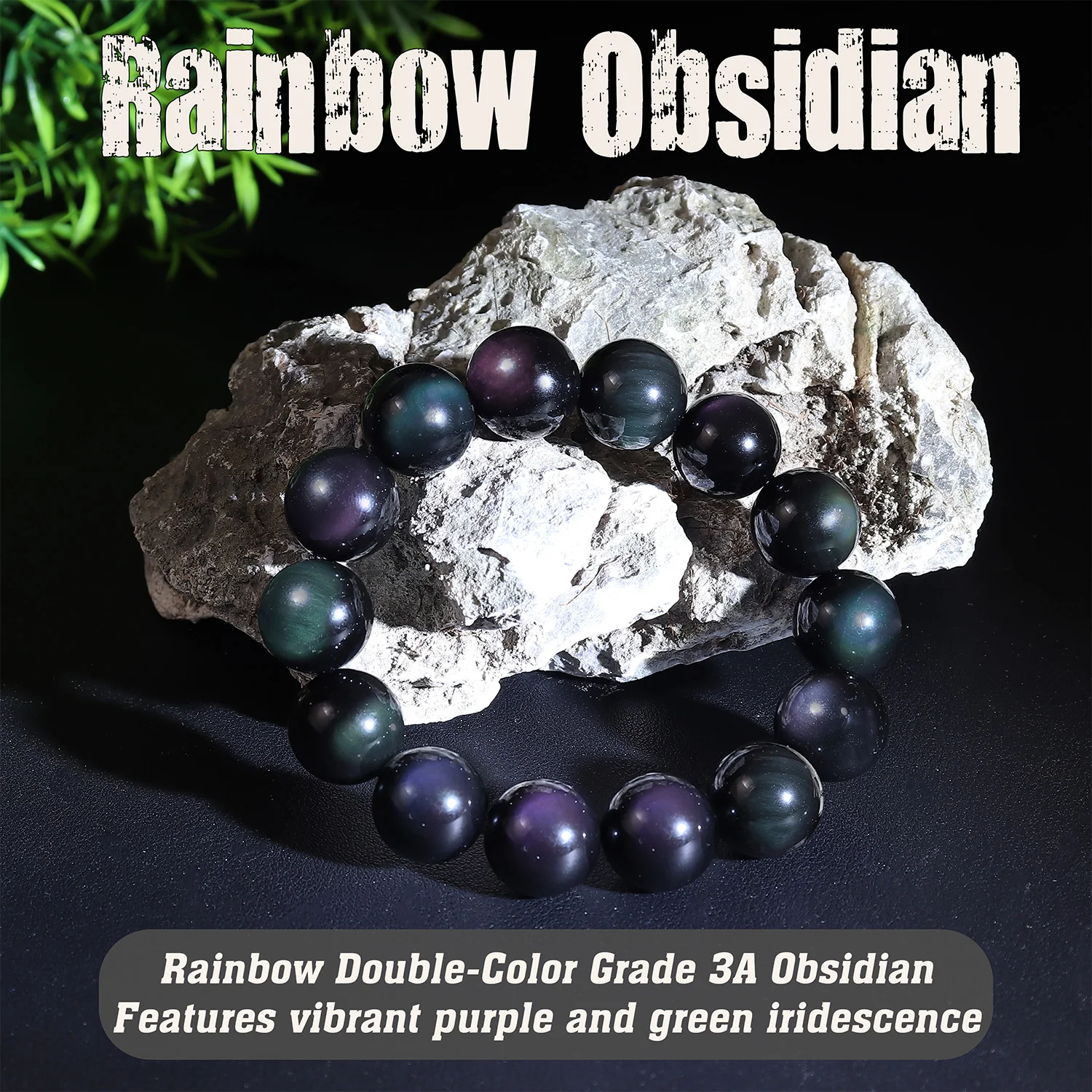 

Unique Natural Rainbow Eye Obsidian Exorcise Evil Spirits Healing Energy Protect Safety Beads Bracelet Jewelry for Men Women