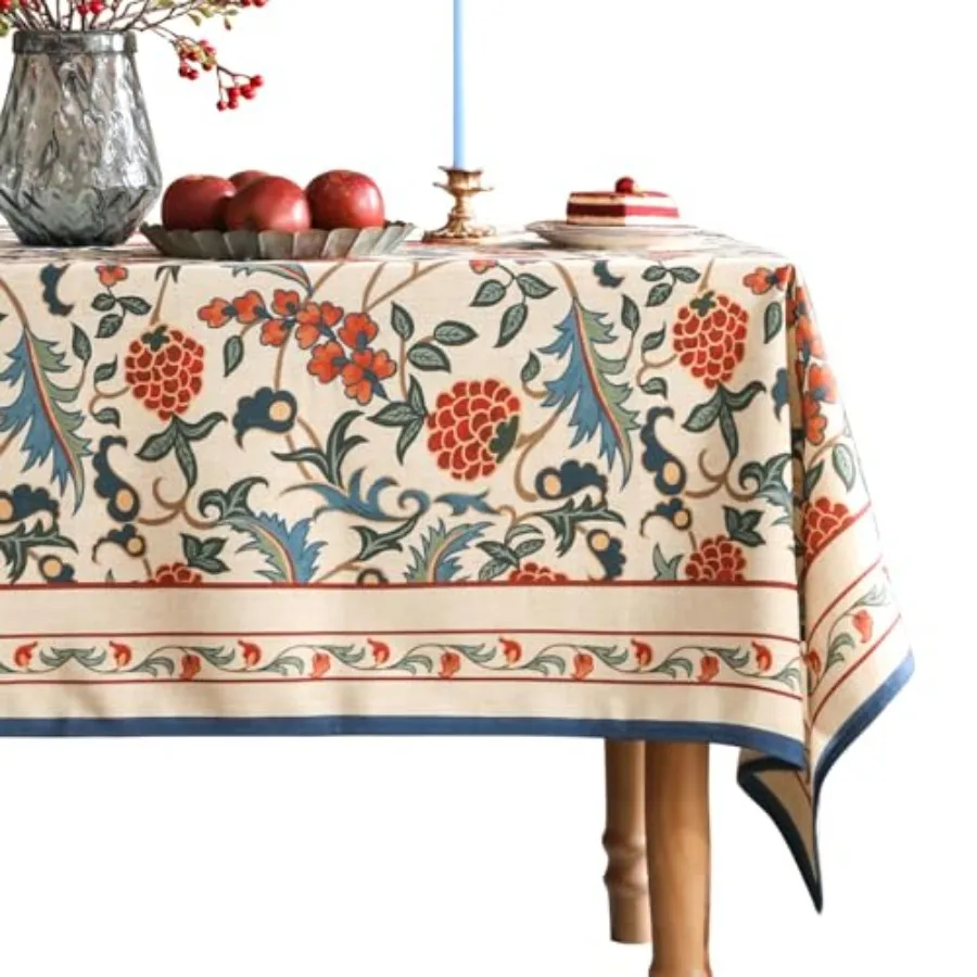

Designer Vintage Linen Small Square Tablecloth French Anti-Wrinkle Durable Floral Table Cloth Colorful Table Cover for Kitchen