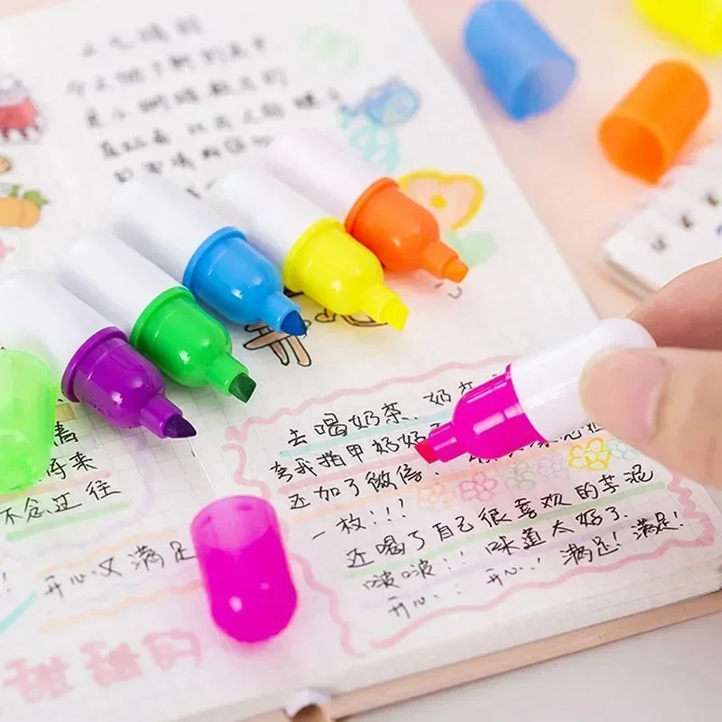 1/6pcs set  Creative Pill Shape Mini Colorful Candy Color Highlighters Promotional Markers Gift Stationery Color Pen