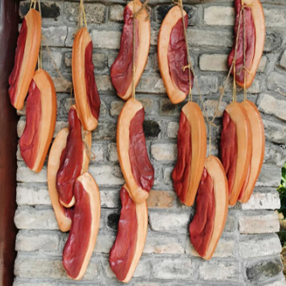 2 Pcs Decorative Food Model Imitation Bacon Fake Meat Decoration Artificial Cured Prop