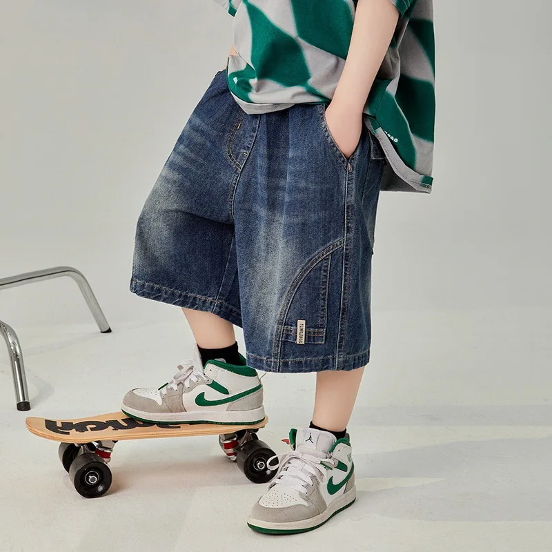 

Hot Sale Kids Child Summer Denim Shorts with Heart Pocket For Age 5 6 7 8 9 10 11 12 13 14 Years Girls Casual Jeans Capris