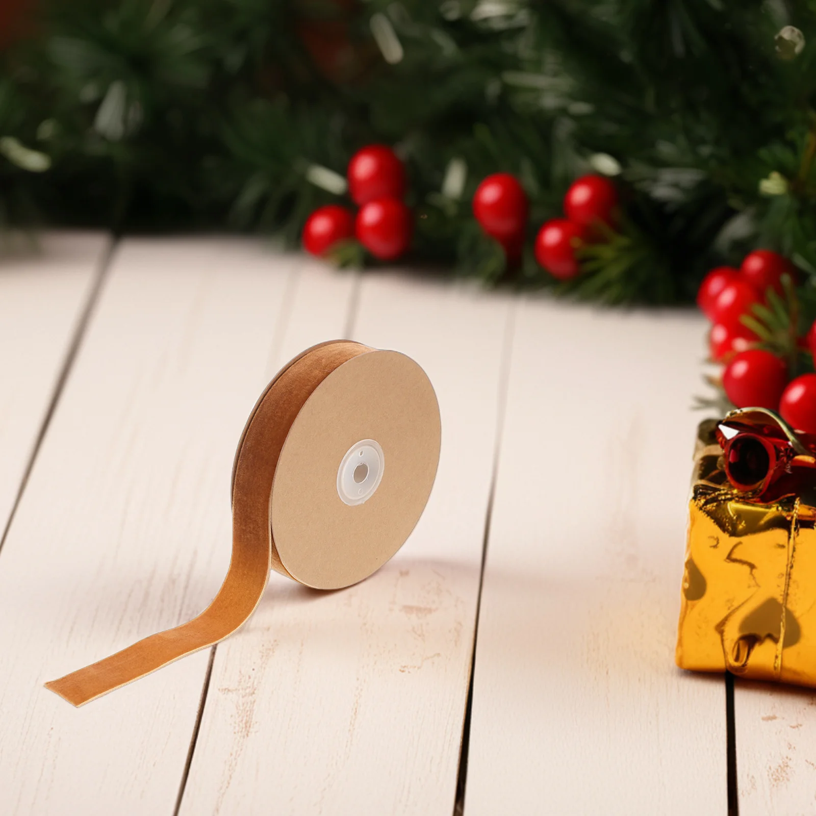 

1 Roll 2.5Cm Wide Flocking Ribbon For Gift Wrapping Diy Craft Supplies Wedding Party Decor Cloth Accessories Band Coffee