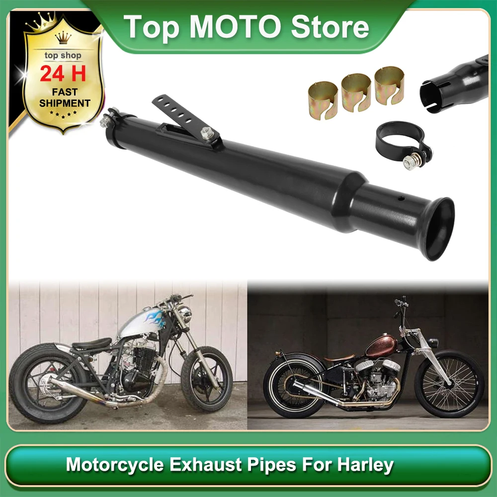 Motorcycle Tail Exhaust Muffler Pipe With Reducer For HarleyFor Honda/Yamaha/Suzuki Cafe Racer Bobber Chopper Custom