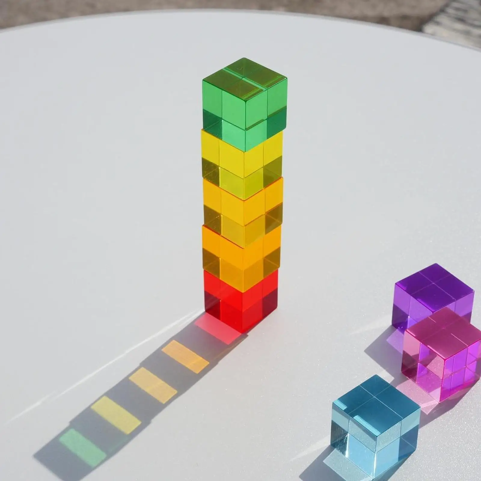 20x Rainbow อะคริลิคบล็อกอาคารของเล่นเพื่อการศึกษาสี Smooth Hand Eye Coordination เกมซ้อนสําหรับชายหญิงเด็กของขวัญ