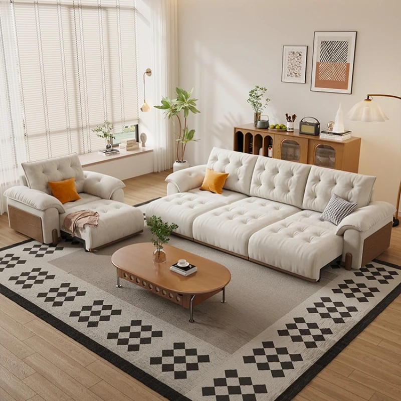 

Log cream wind multi-functional electric sofa living room adjustable zero against the wall cat scratching fabric