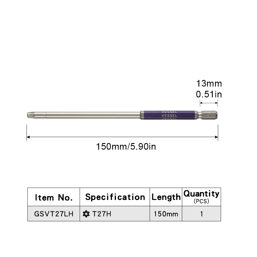 Kooliwei 1/4'' Magnetic Torx Screwdriver Bit Set GSVT Series