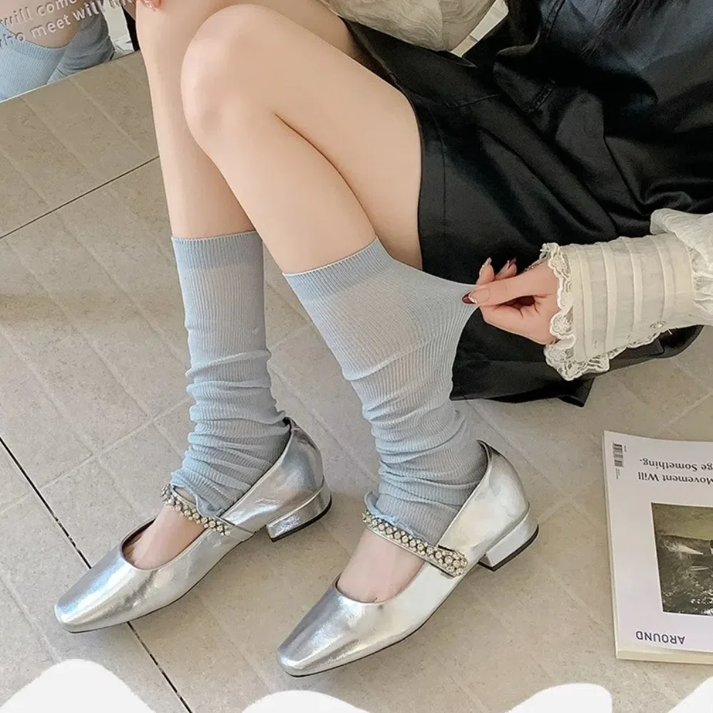 

Милые сетчатые гетры, тонкие дышащие свободные длинные носки в стиле Лолиты, однотонные носки с рюшами, чулки для девочек