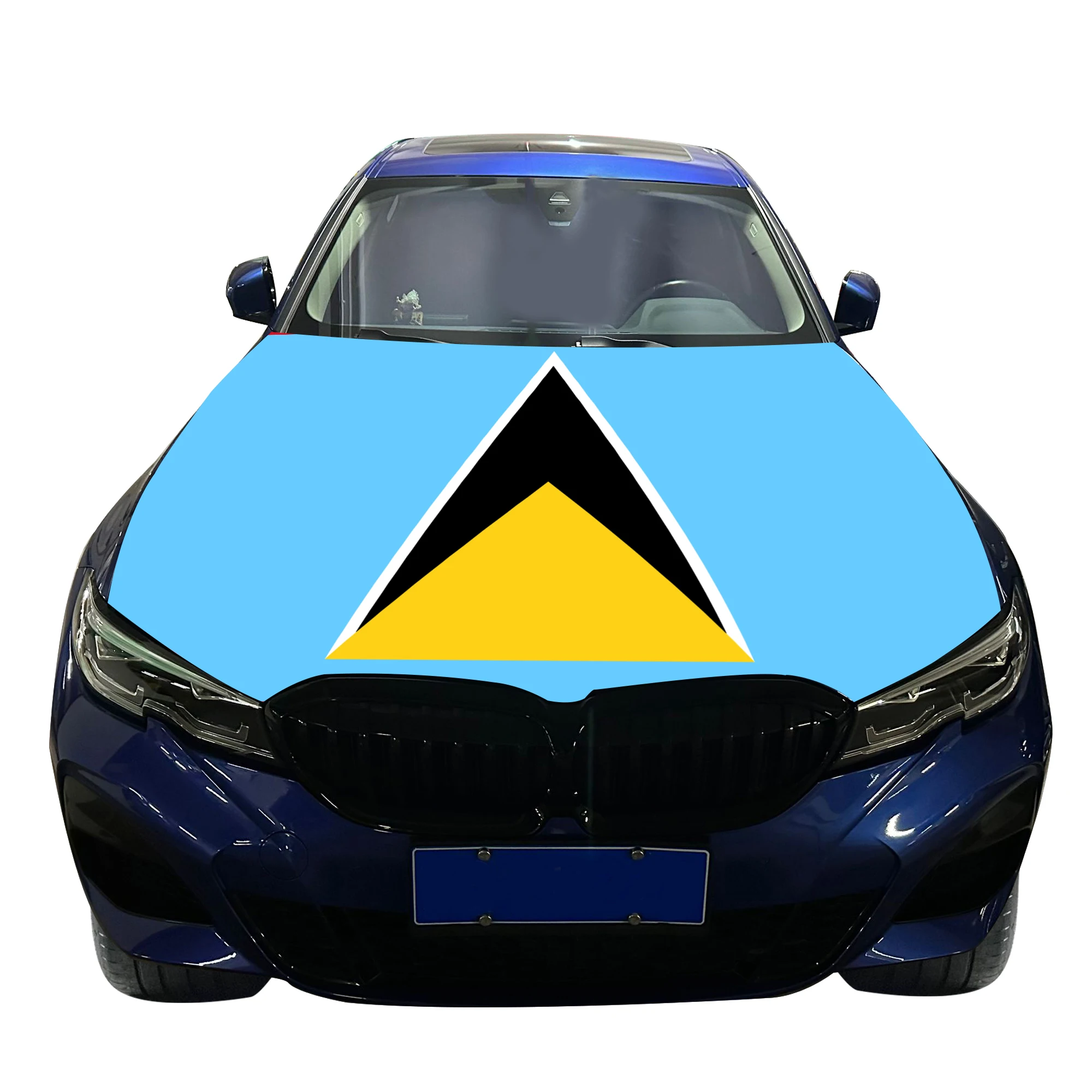 

Чехол на капот автомобиля Saint Lucia, флаг, универсальный размер, эластичный полиэстер 120x150 см для декора автомобиля