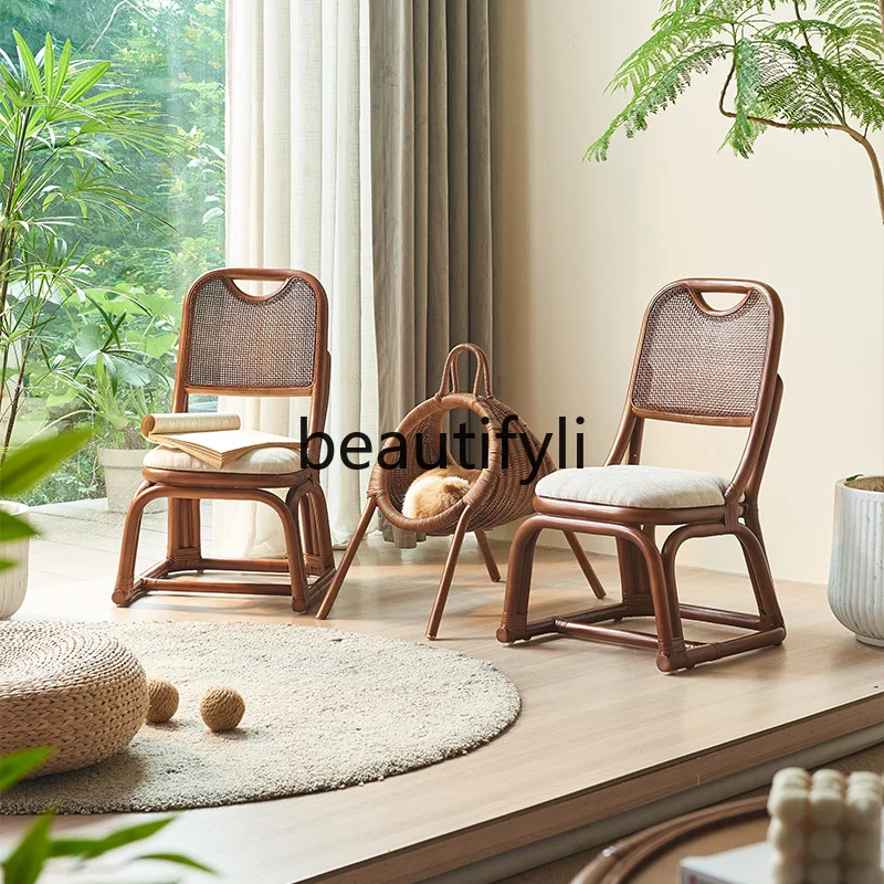 Natural Plant Mini Rattan Chair Small Chair Balcony Home Leisure Children's Single Chair