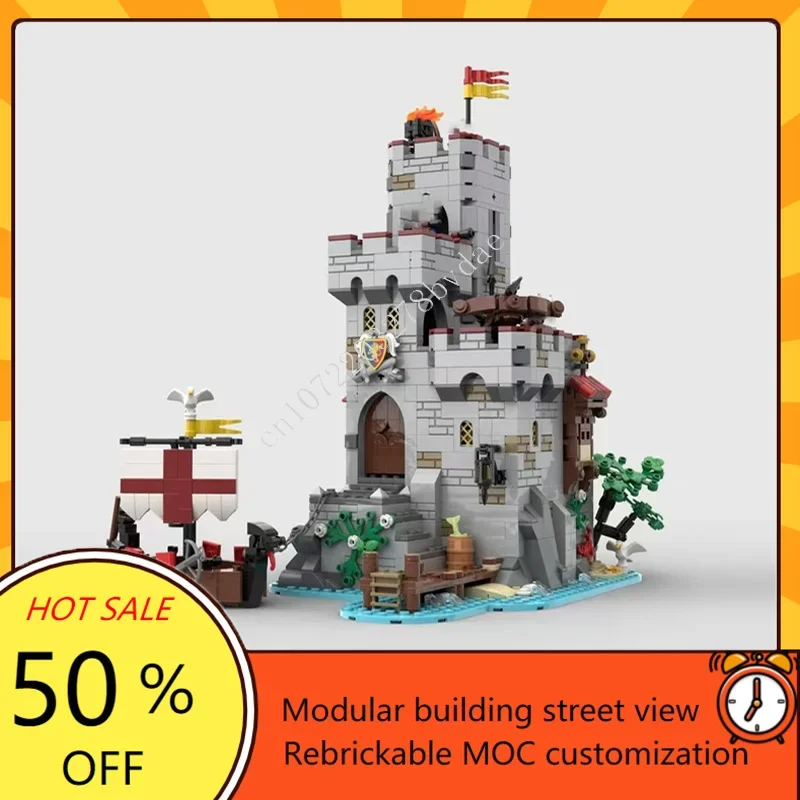 1321PCSMOC Medieval Castle Custom Puzzle Model Medieval Seaside Market Tower Alt build  DIY Educational Set Child Holiday Gift