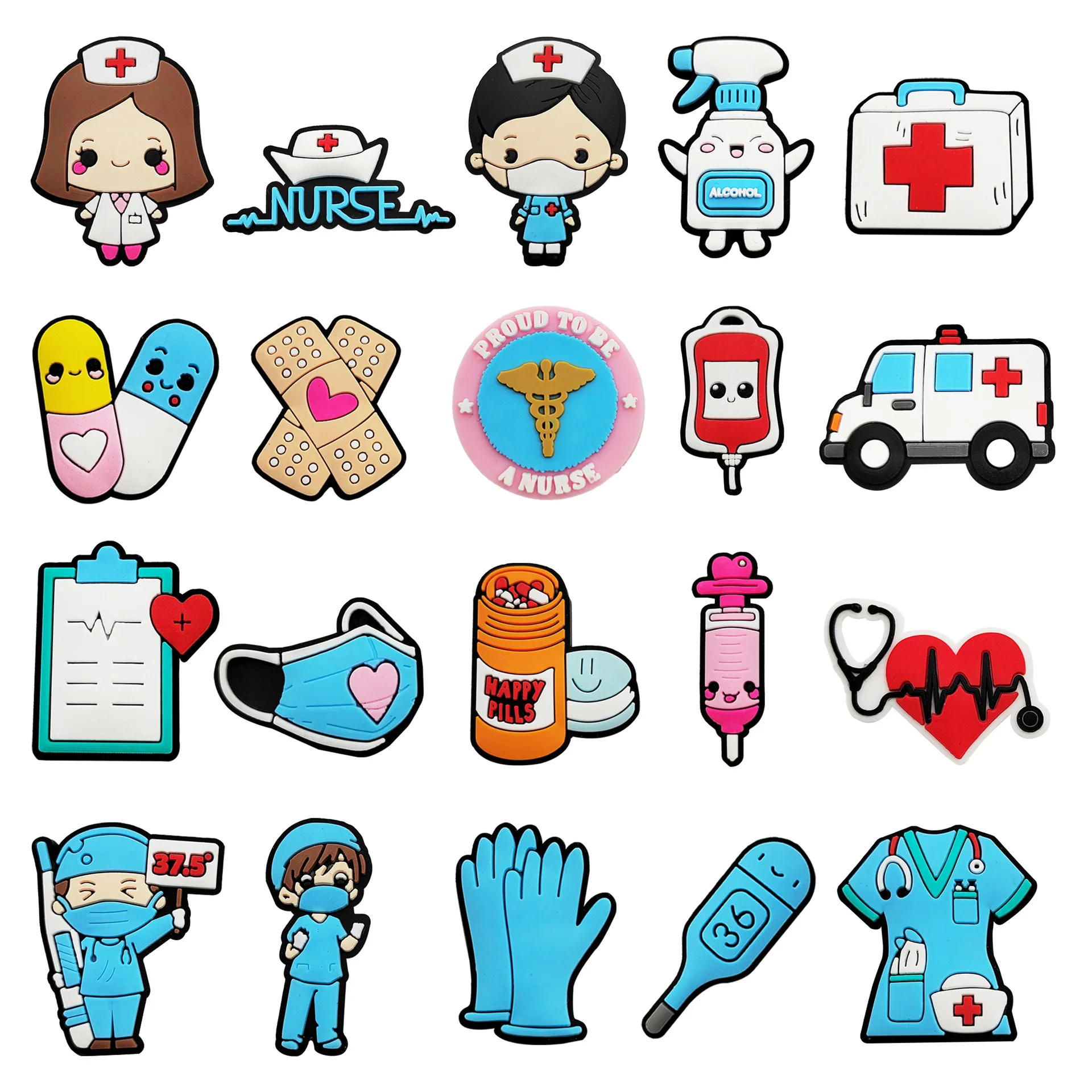 25-100Pcs Medical Doctor Nurse High-Quality Shoes Charms PVC Shoe Bag  Accessories For Clogs Sandals Decoration Buckle Gifts