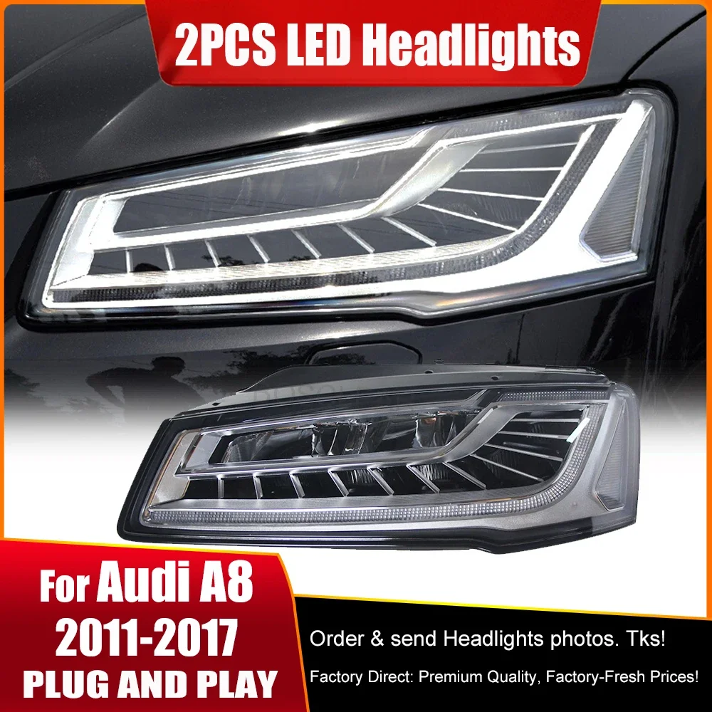 

Фара для Audi A8 A8L Светодиодная фара 2011-2017 Фары Plug and Play A8 DRL Указатель поворота Дальнего света Объектив проектора Angel Eye