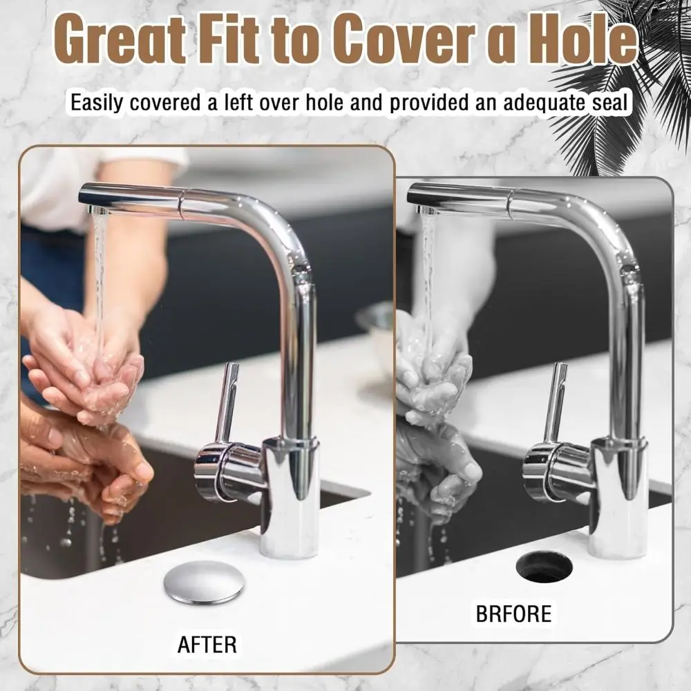Kitchen Accessories Black Silver Sink Hole Cover Stainless Steel M6 Sink Tap Hole Cap Sink Hole Plug
