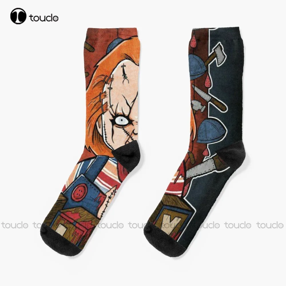 Chucky Doll Horror Syfl Case Collage Socks Mens Socks Size Personalized Custom Unisex Adult Teen Youth Socks 360° Digital Print