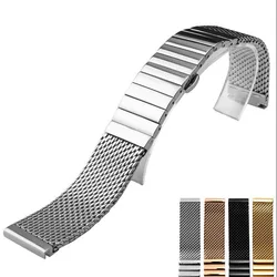 Watchband Milanese Mesh Strap for Portofino Stainless Steel Solid Strap Double Push Butterfly Buckle Bracelet 18 20 22 24mm