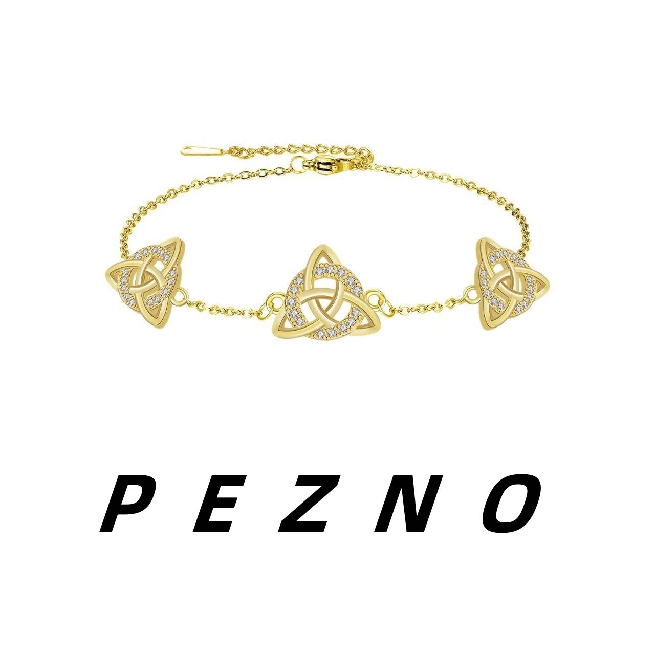 Gold Plated Celtic Knot Affordable Luxury Bracelet for Women Clear CZ Adjustable Chain Bracelet Irish Jewelry Birthday Gift