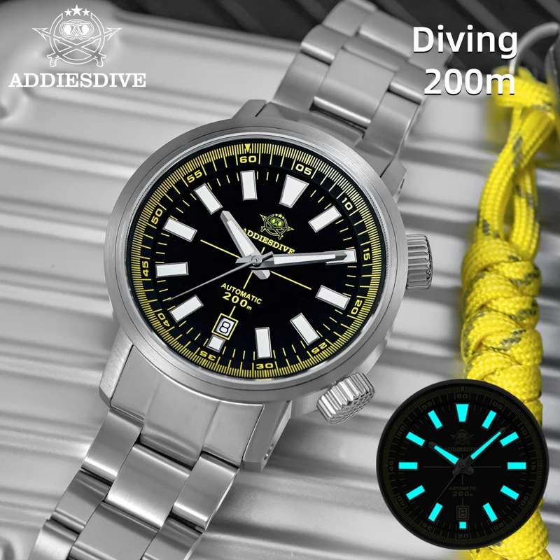 Addiesdive 2025 novo 42mm relógio mecânico automático 8215 cristal de safira reloj 200m à prova dwaterproof água bgw9 super luminoso relógio masculino