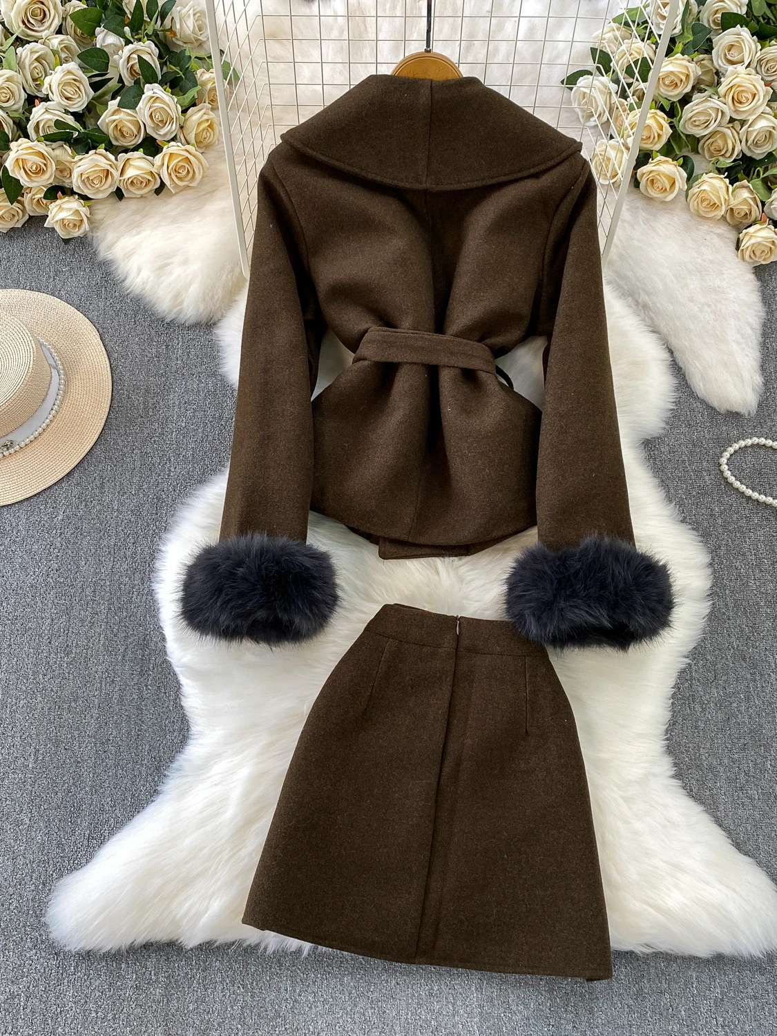   Floral Embellied And Ort Rock Set Heavy Stickerei Sve Splicing 3D Flower Design Faionable Two-Pie...