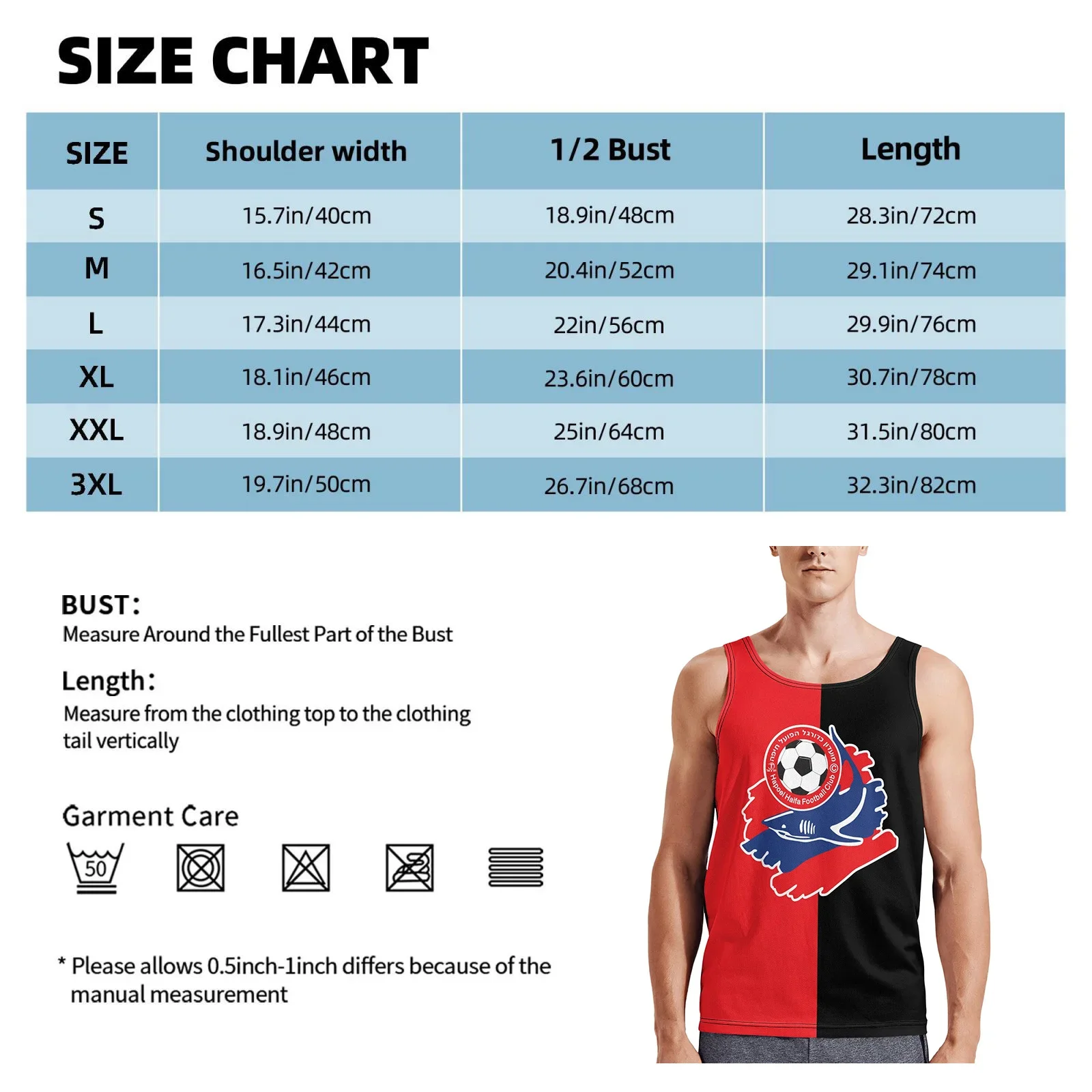 Hapoel Haifa Athletic Men's Hd Print Cotton Tank Top Muscle Tee Sleeveless T-Shirt Tagless Tank Undershirt