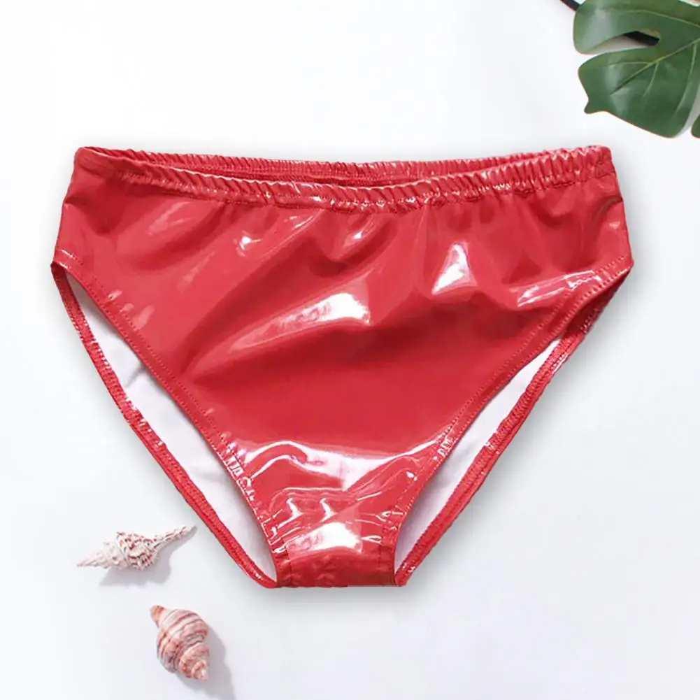 Leather Panties Women Sexy Open Panties Small Wrapped Hip Bright Mirror Paint High Waist Appeal PVC Underwear