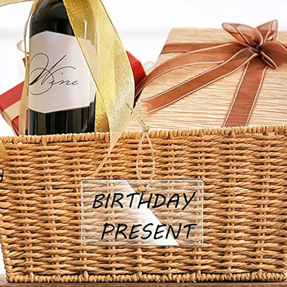 

1Set Transparent Acrylic Blank Labels for Storage Bins Basket Labels Reusable Pantry Stickers with Rope Pen Easy DIY Hanging