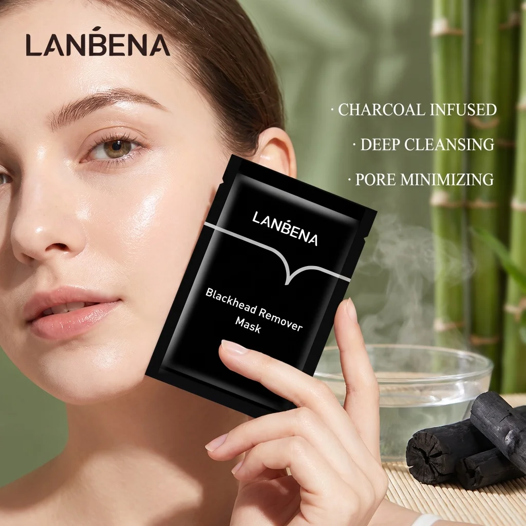 LANBENA Bamboo Charcoal Facial Stripping Mask Clear Nose Blackheads Deep Pore Cleansing Moisturising Refine Skin Pore Cream