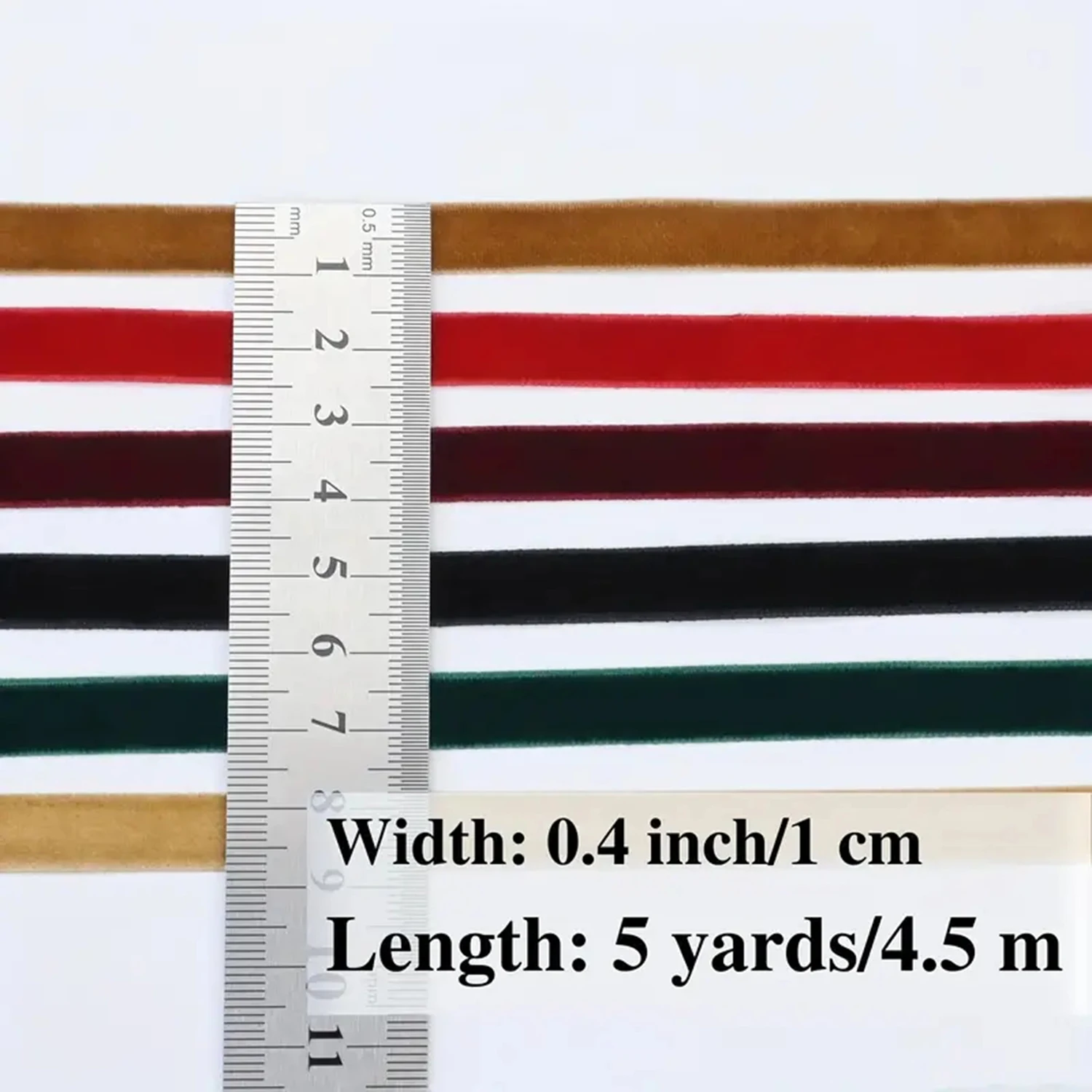 Breite: 6–25 mm, 5 Yards Samtband für Geschenkverpackungen – einseitiges beflocktes Klebeband, weihnachtliches dekoratives Band, DIY-Bastelbedarf – Detail 5
