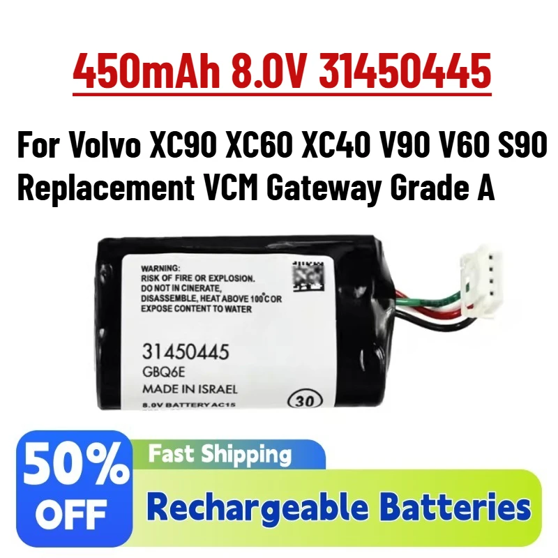

High-Quality New 450mAh 8.0V 31450445 GBQ6E BP15 for Volvo XC90 XC60 XC40 V90 V60 S90 Replacement VCM Gateway Grade A
