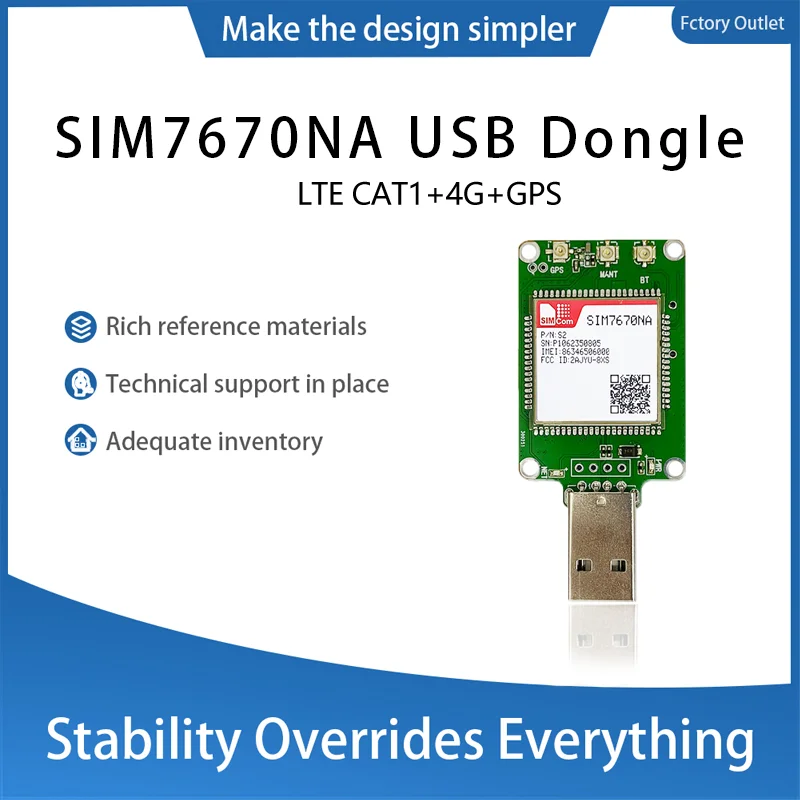 SIMCOM SIM7670NA USB Dongle LTE Cat1 4G Module SIM7670NA-LNGV SIM7670NA-MNGV GNSS(Optional) Modem Breakout Kit North America