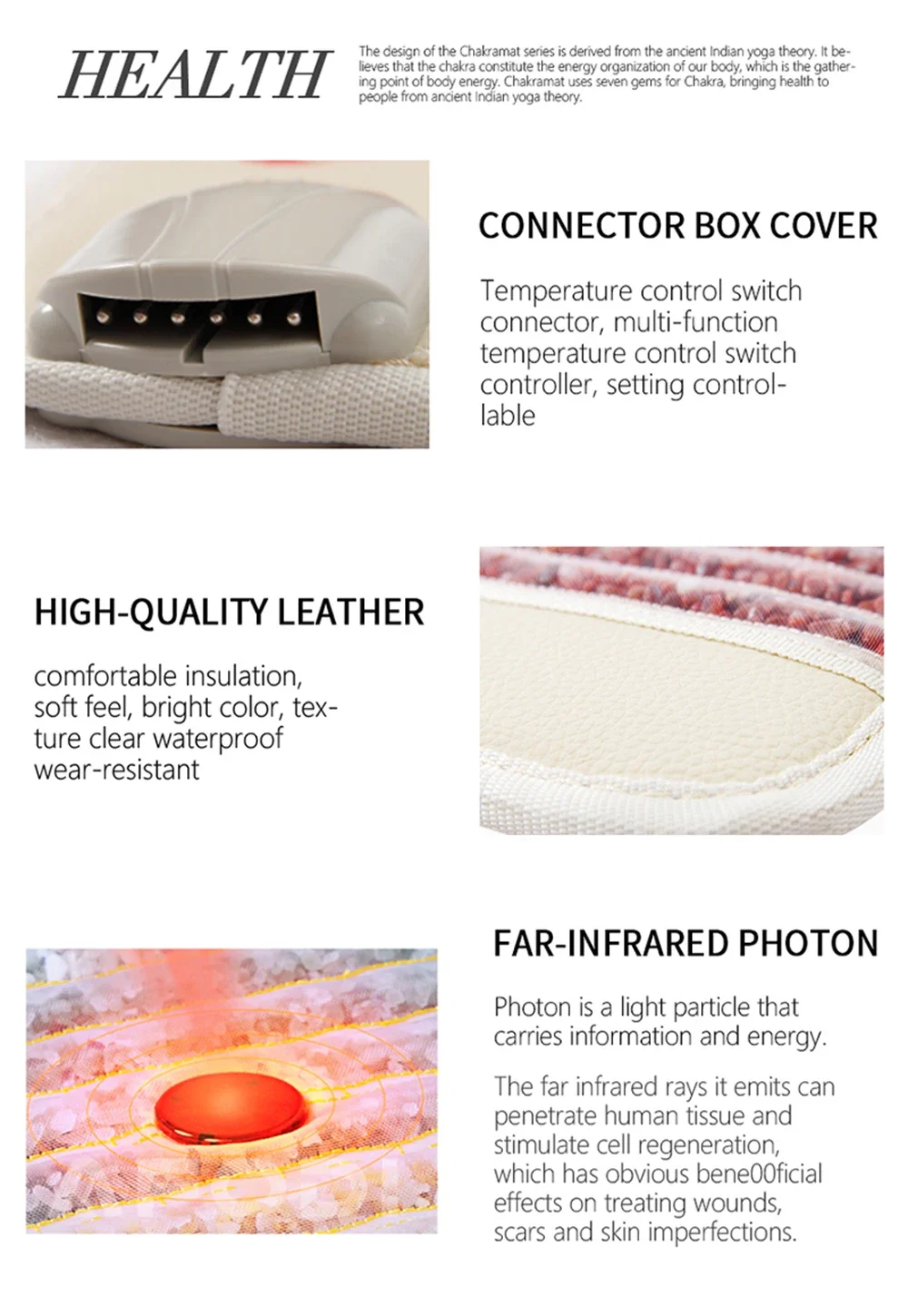 7 Color PEMF Photon Energy Mat Natural Gem Infrared Physiotherapy Blanket Pulse Magnetic Therapy Relieves Whole Body Pain