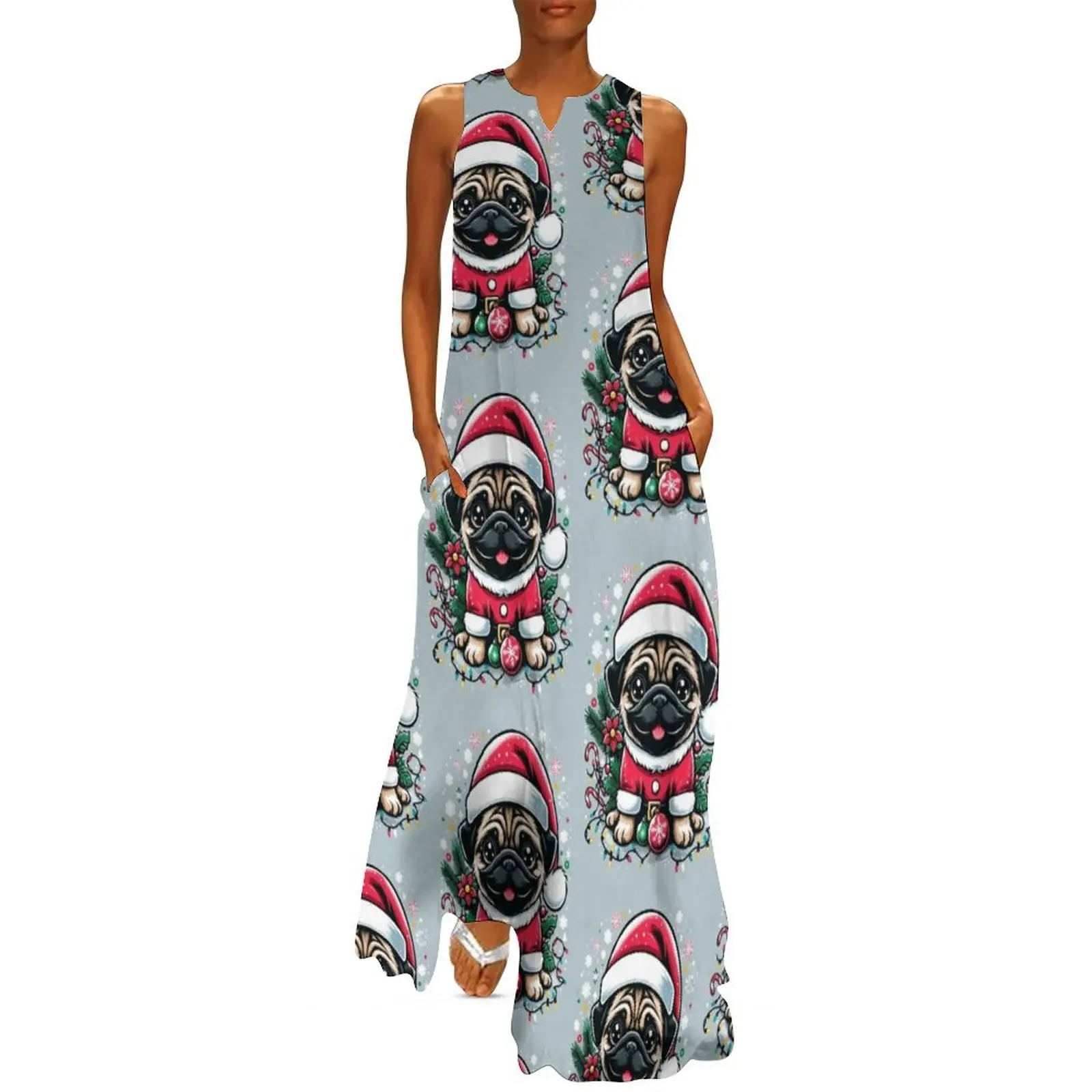 

Pug-tastic Christmas! Pug Christmas Long Dress Women"s dresses dresses for womens 2024 elegant women"s sets