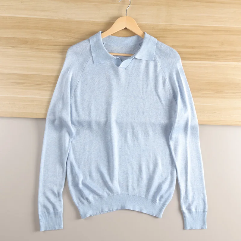 سترة محبوكة إيطالية فاخرة للرجال O-Ne طويلة مخملية من القطن والحرير والصوف الخريف غير الرسمي Faion Ci Sle لون نقي