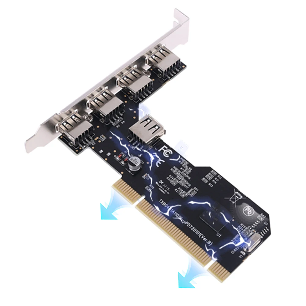 5 Ports USB 2.0 Internal USB 2.0 PCI Card 480Mbps PCI Expansion To USB 2.0 Adapter Hub Controller PCI Expansion Card for Desktop