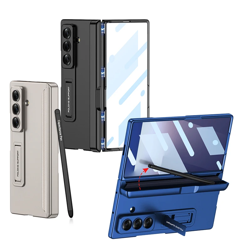 

For Samsung Z Fold 7 Magsafe Case Pen Slot Pattern With Front Tempered Glass Cases Mobile Phone Back Full Cover