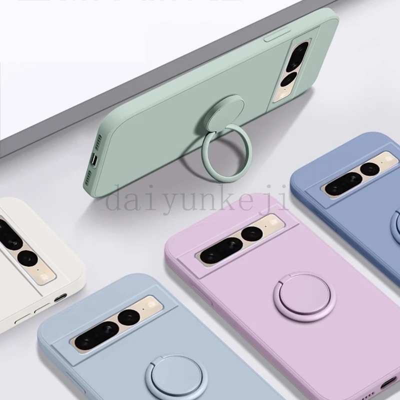 Liquid Silicone Case For Google Pixel 7 8 6 5 9 Pro Pixel 7A 6A 5A 8A 9A Pixel9 Soft Cover Phone Case with Ring Holder Funda