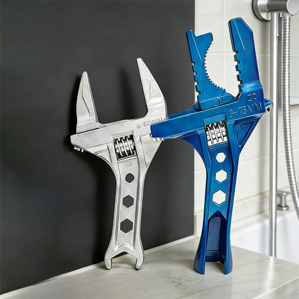 Metal Multifunctional Bathroom Wrench Large Opening Ergonomic Design Pipe Wrench Adjustable Universal Spanner Nut Removal