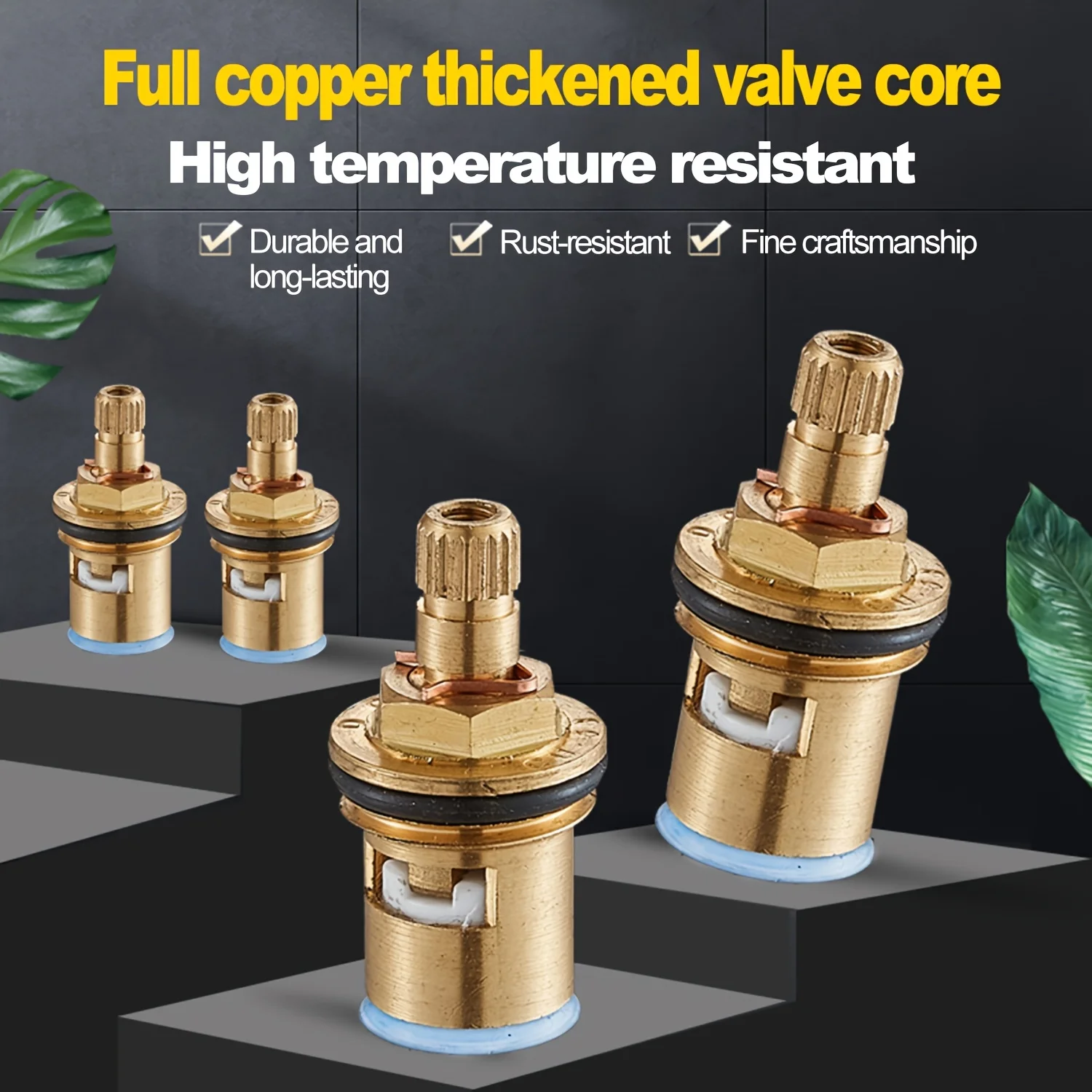 

1/2pcs Brass Ceramic Cartridge Faucet Valve Stem for Bathroom Sink, Durable Replacement Faucet Stem, Universal Connector Thread